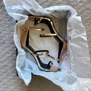 Lulu’s Strappy Rose Gold Lucite Block Heels